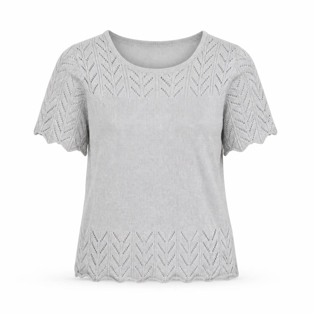 EWM Womens Silver Round Neck Acrylic Pullover Jumper Size S