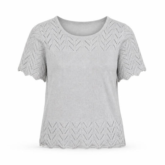 EWM Womens Silver Round Neck Acrylic Pullover Jumper Size S