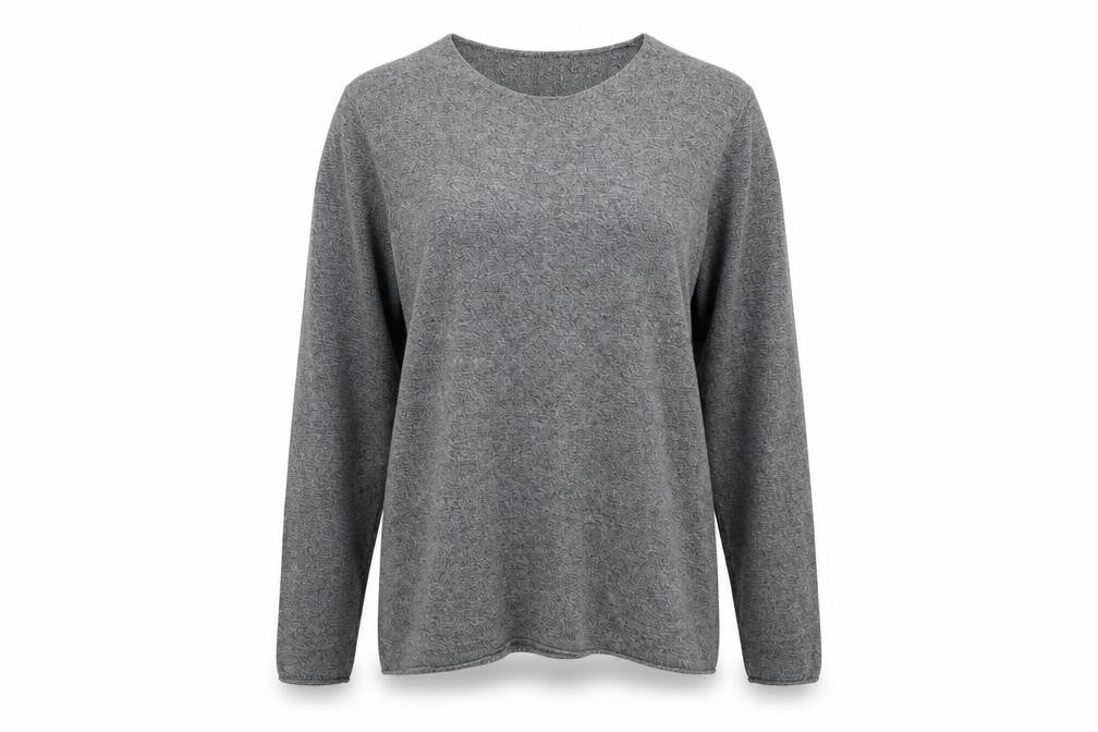 Nowadays Womens Grey Round Neck Cotton Pullover Jumper Size S