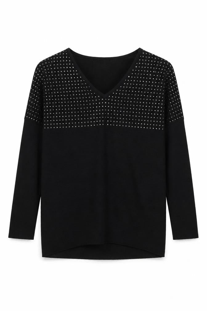 Quiz Womens Black V-Neck Viscose Pullover Jumper Size S