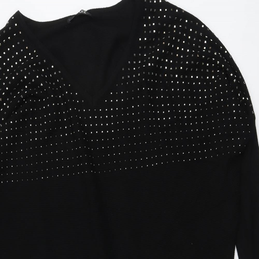 Quiz Womens Black V-Neck Viscose Pullover Jumper Size S