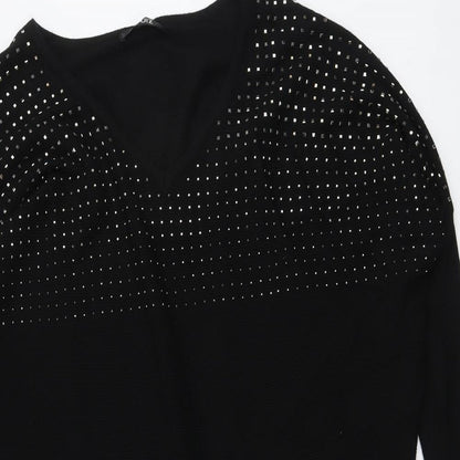 Quiz Womens Black V-Neck Viscose Pullover Jumper Size S