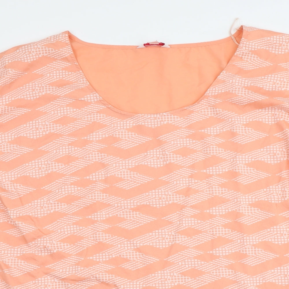 Marisota Womens Orange Polyester Basic Blouse Size 28 Round Neck