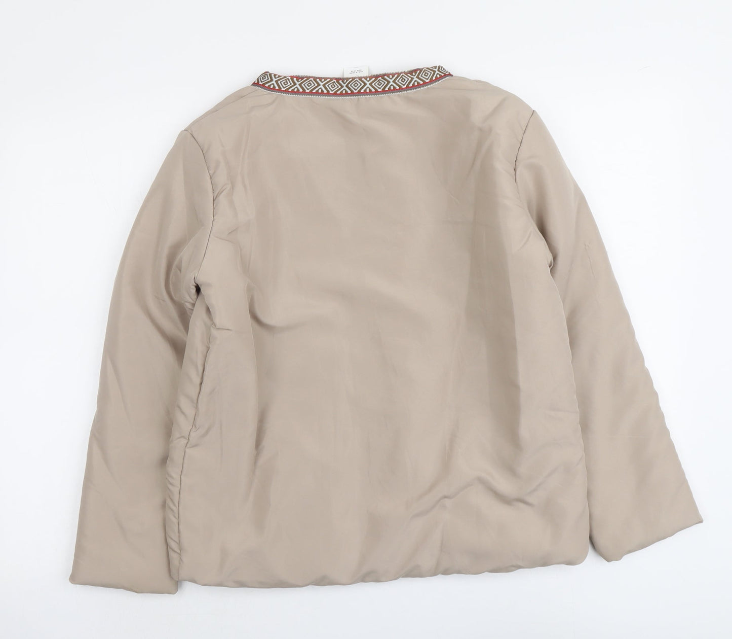 Gabriella Vicenga Womens Beige Geometric Jacket Size 10 Zip