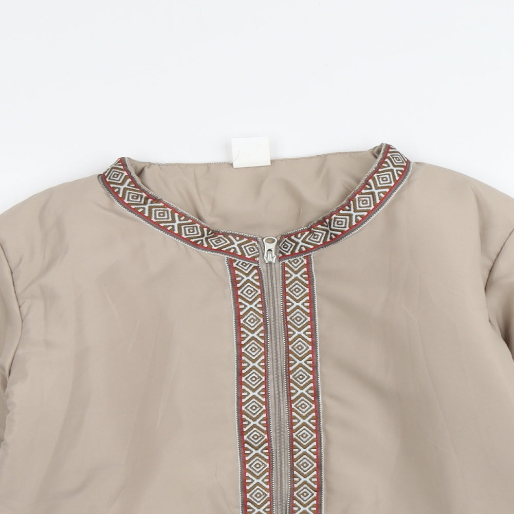 Gabriella Vicenga Womens Beige Geometric Jacket Size 10 Zip
