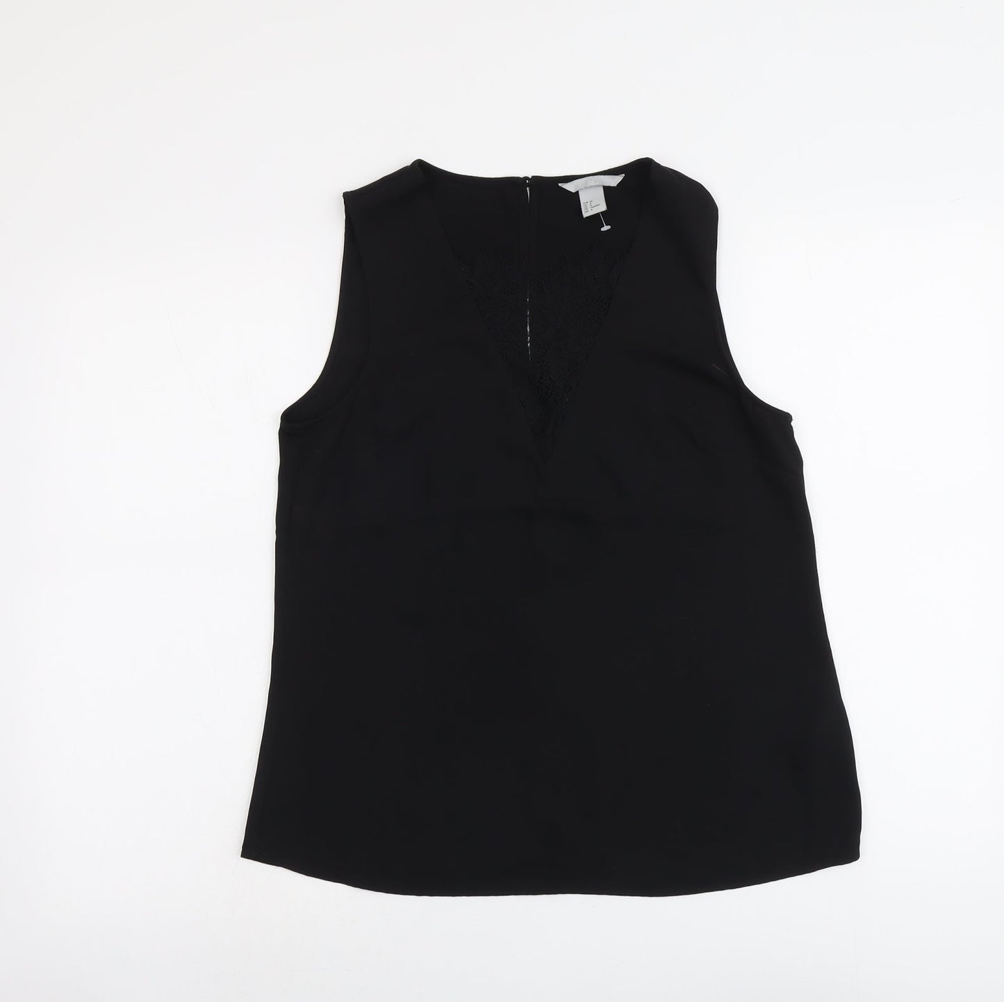 H&M Womens Black Polyester Basic Tank Size 8 V-Neck