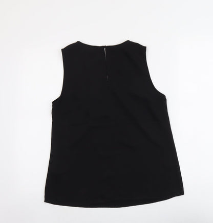 H&M Womens Black Polyester Basic Tank Size 8 V-Neck