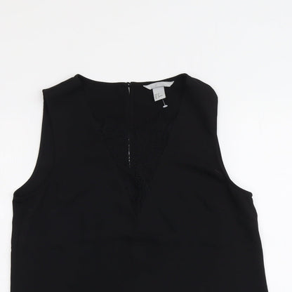 H&M Womens Black Polyester Basic Tank Size 8 V-Neck