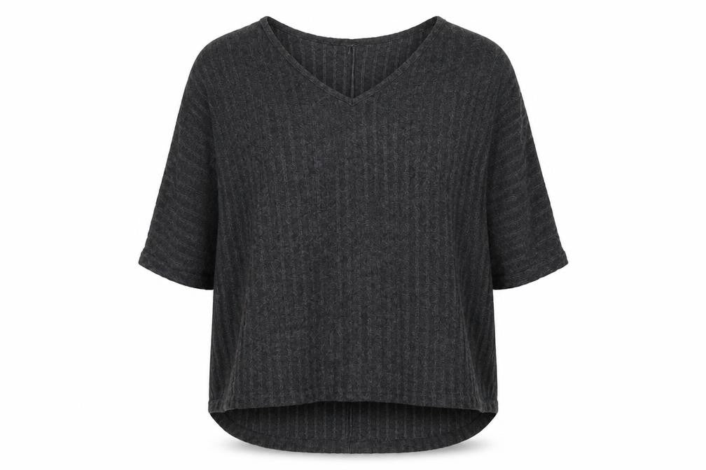 New Look Womens Grey V-Neck Polyester Pullover Jumper Size S