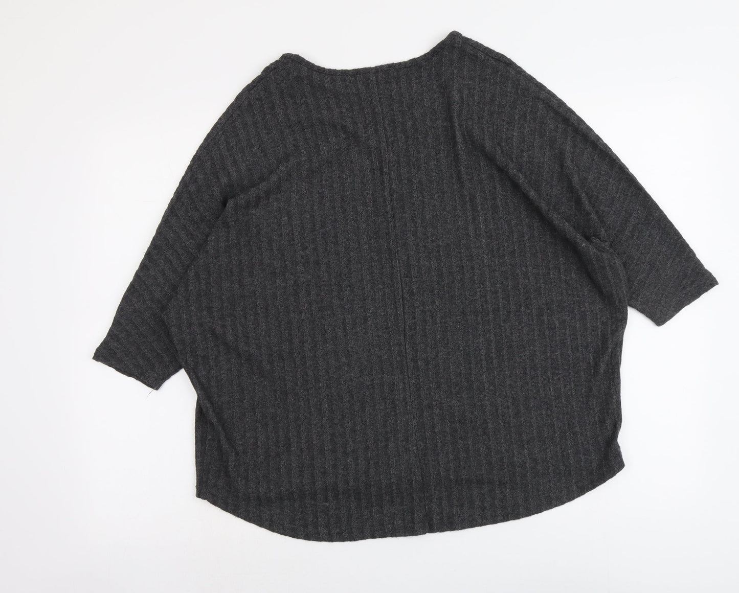 New Look Womens Grey V-Neck Polyester Pullover Jumper Size S