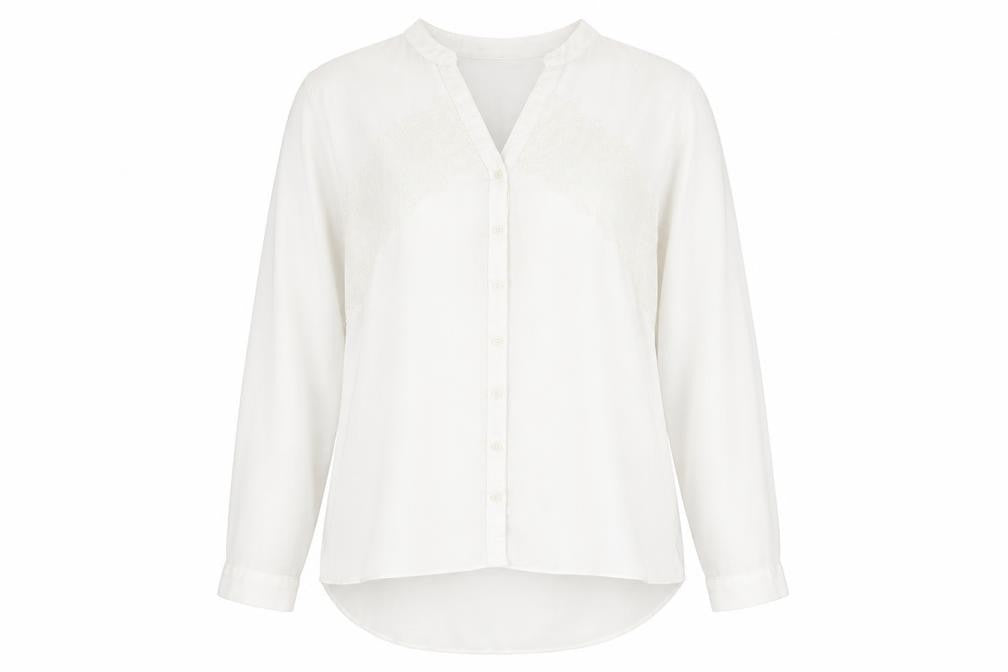 New Look Womens White Polyester Basic Button-Up Size 14 V-Neck
