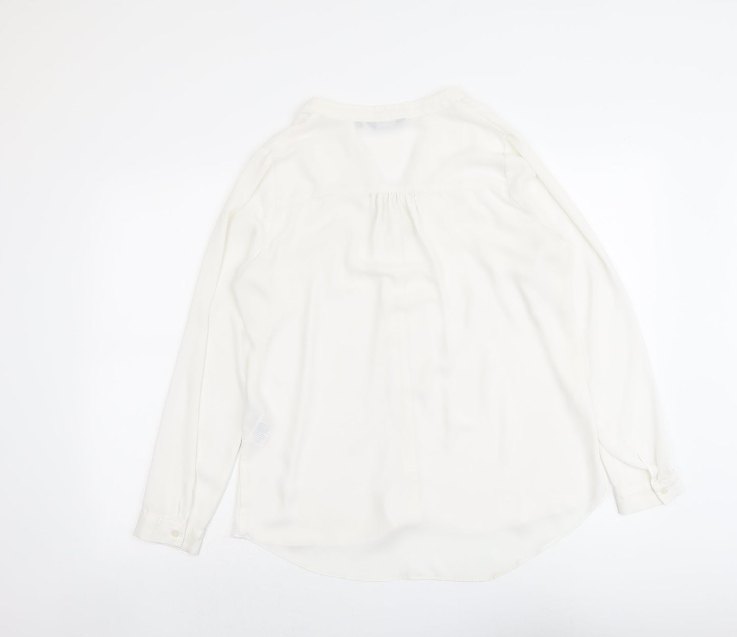 New Look Womens White Polyester Basic Button-Up Size 14 V-Neck