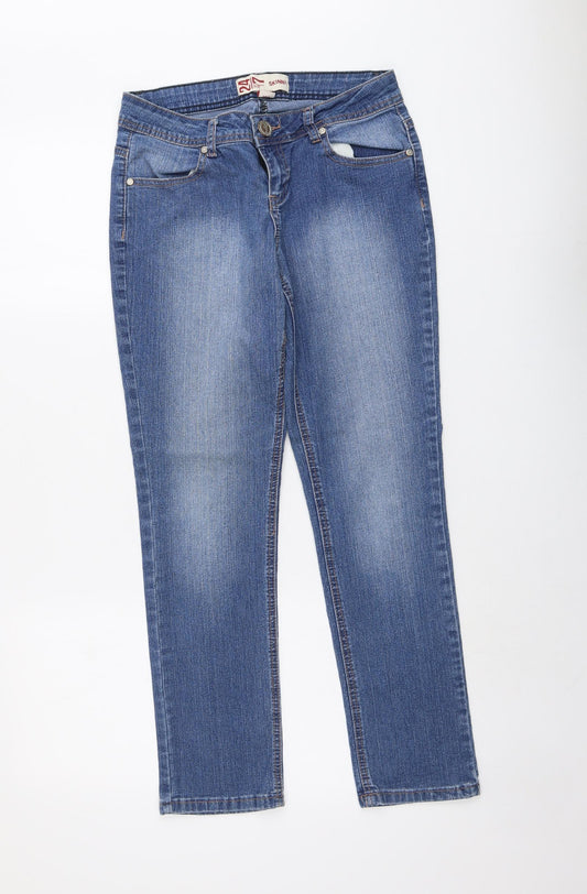 Authentic Denim Womens Blue Cotton Skinny Jeans Size 10 L28 in Regular Button