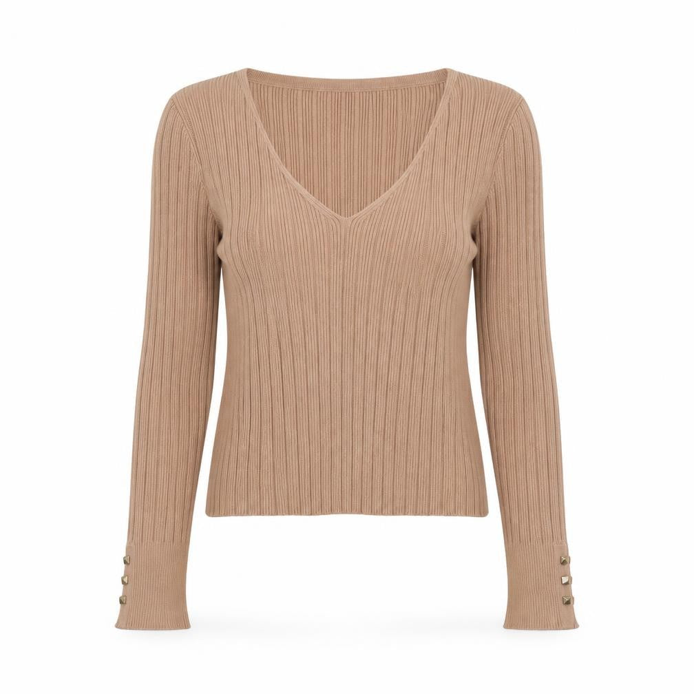 ASOS Womens Beige V-Neck Viscose Pullover Jumper Size 10