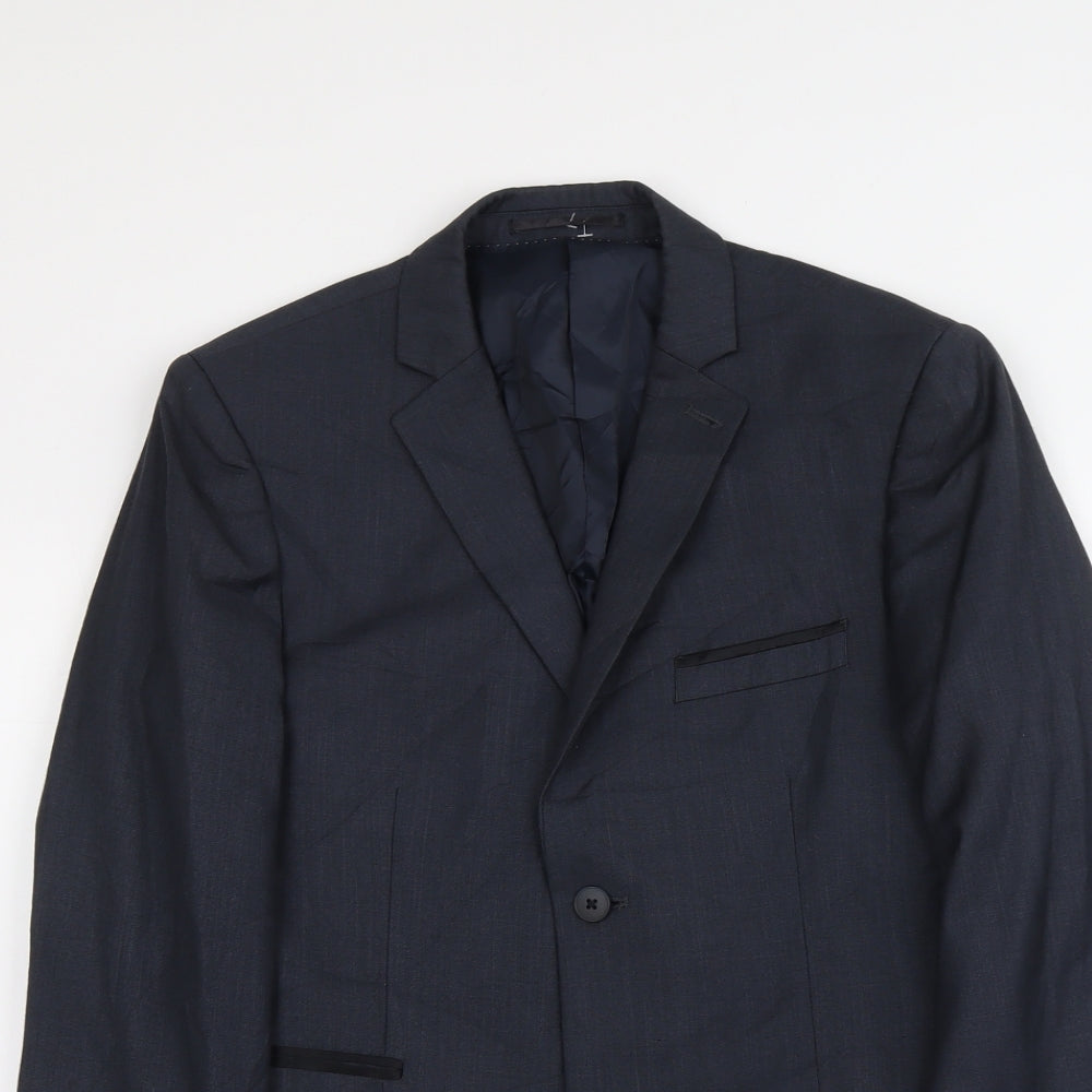 Topman Mens Blue Polyester Jacket Suit Jacket Size S Regular