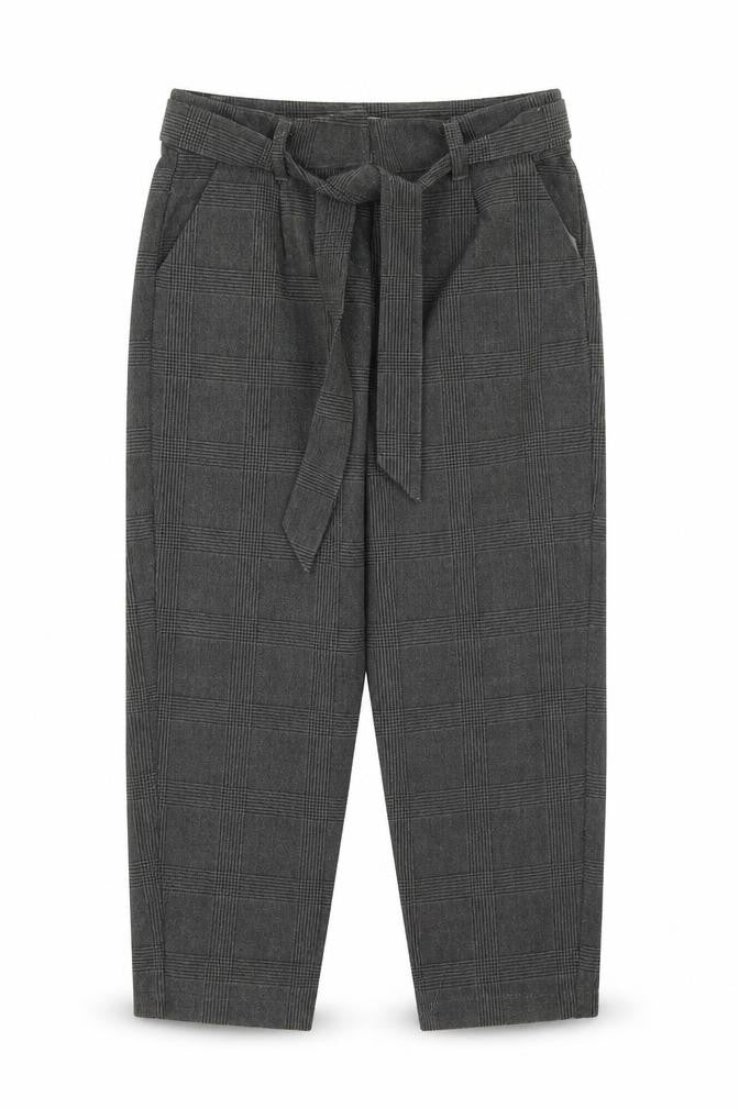 Vertbaudet Girls Grey Plaid Polyester Carrot Trousers Size 9 Years Regular Hook & Eye