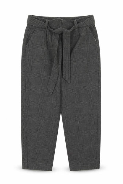 Vertbaudet Girls Grey Plaid Polyester Carrot Trousers Size 9 Years Regular Hook & Eye
