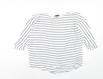 ESPRIT Womens White Striped Viscose Basic Blouse Size M Round Neck