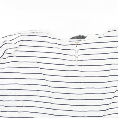 ESPRIT Womens White Striped Viscose Basic Blouse Size M Round Neck