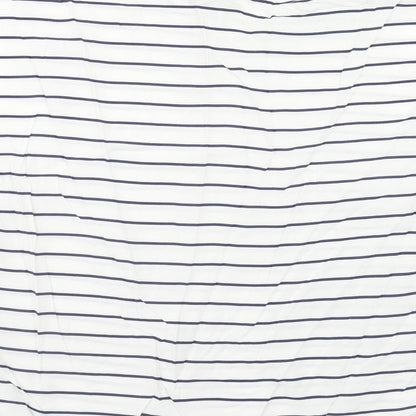 ESPRIT Womens White Striped Viscose Basic Blouse Size M Round Neck