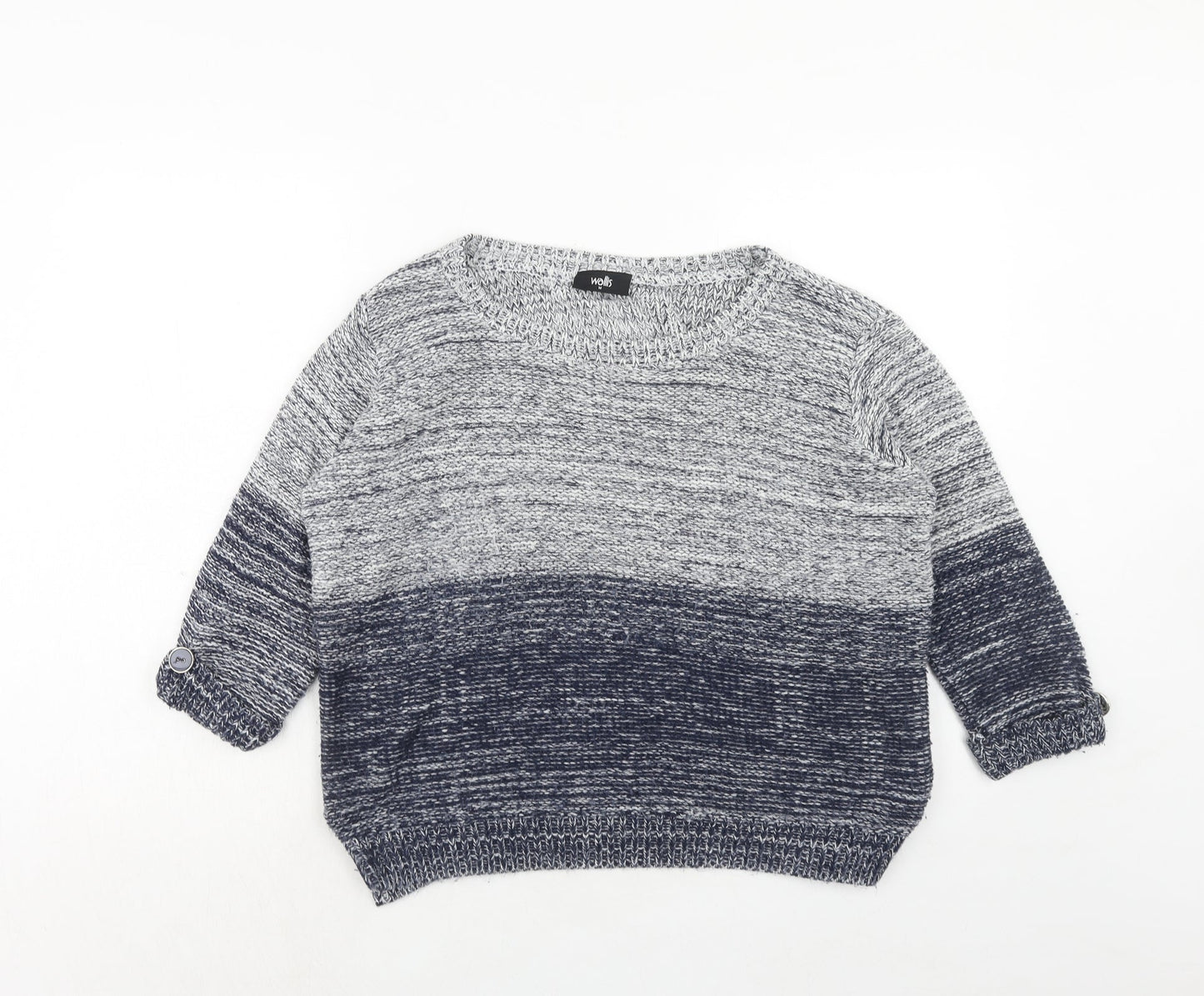 Wallis Womens Blue Round Neck Acrylic Pullover Jumper Size M