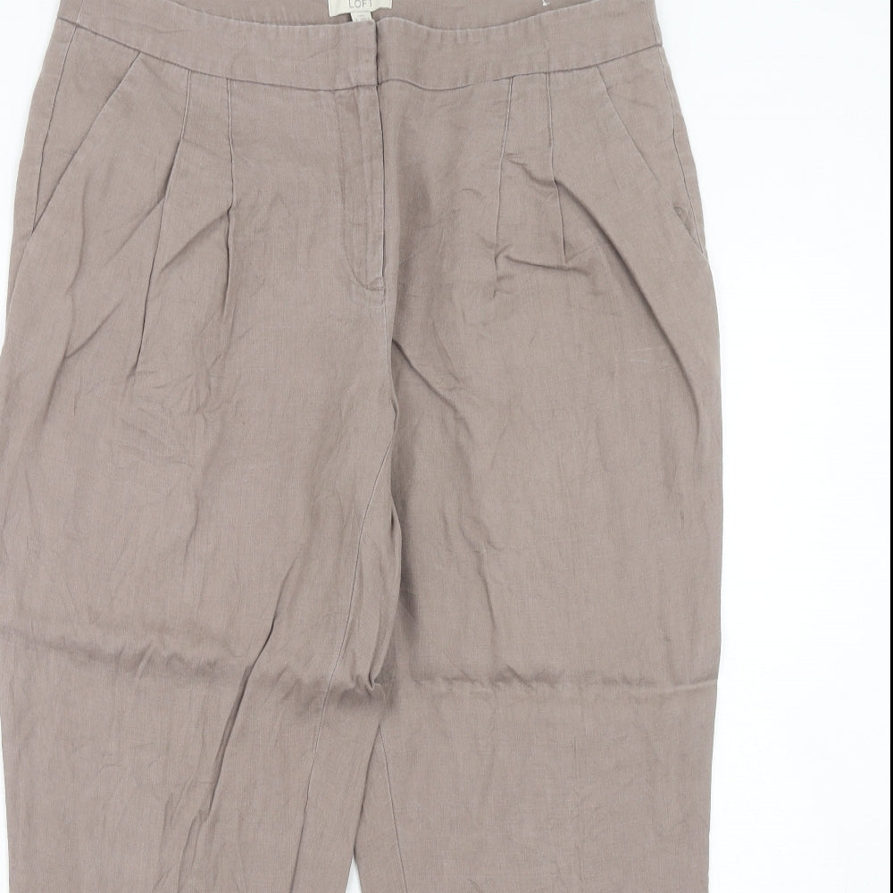 LOFT Womens Brown Linen Chino Trousers Size 34 in Regular Hook & Eye