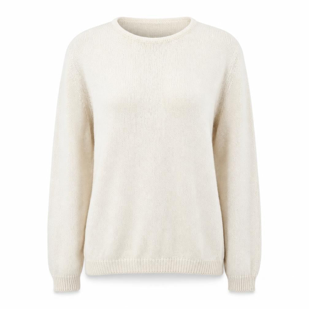 Holmes Womens Ivory Round Neck Cotton Pullover Jumper Size S