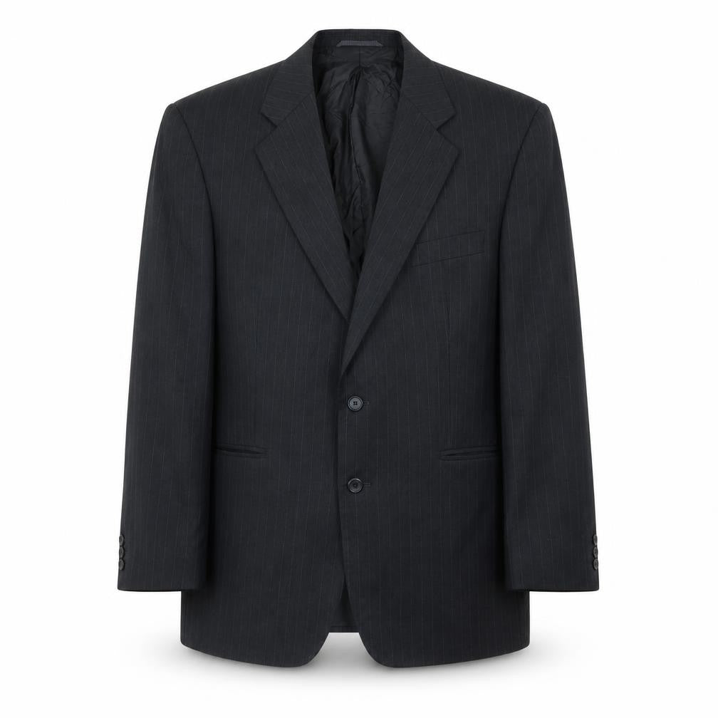 Burton Mens Grey Striped Polyester Jacket Suit Jacket Size 46 Regular