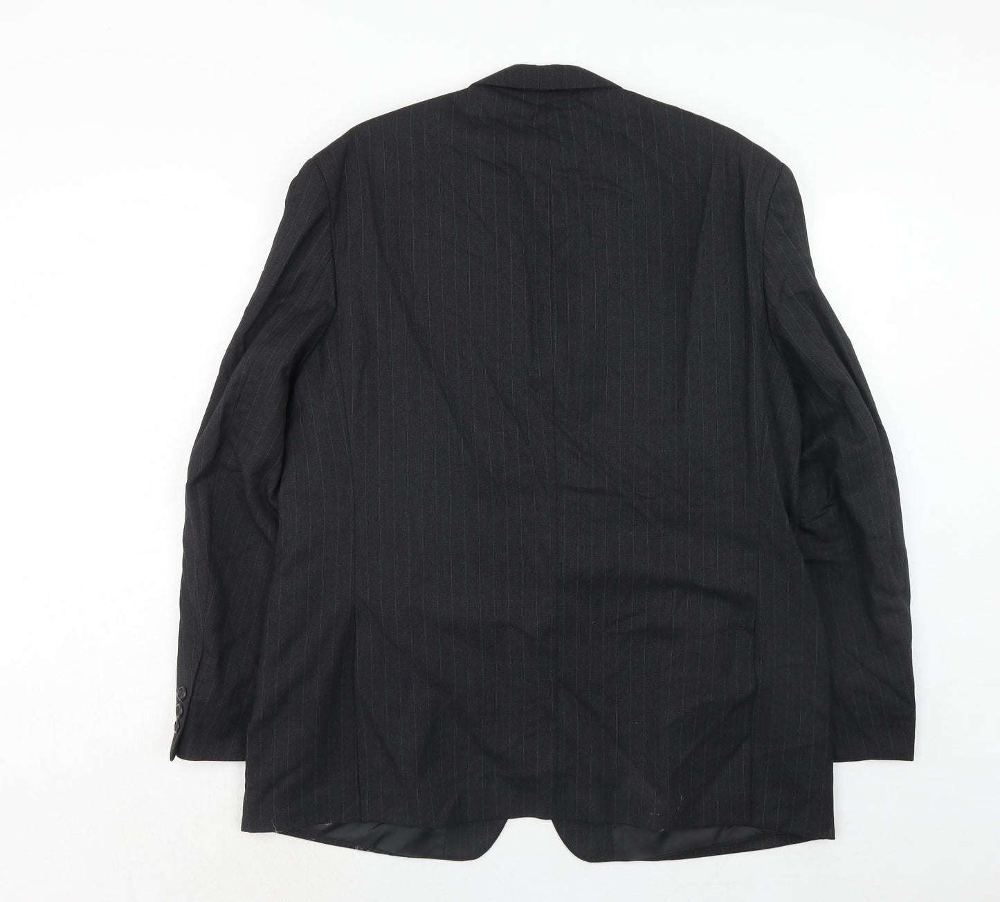 Burton Mens Grey Striped Polyester Jacket Suit Jacket Size 46 Regular