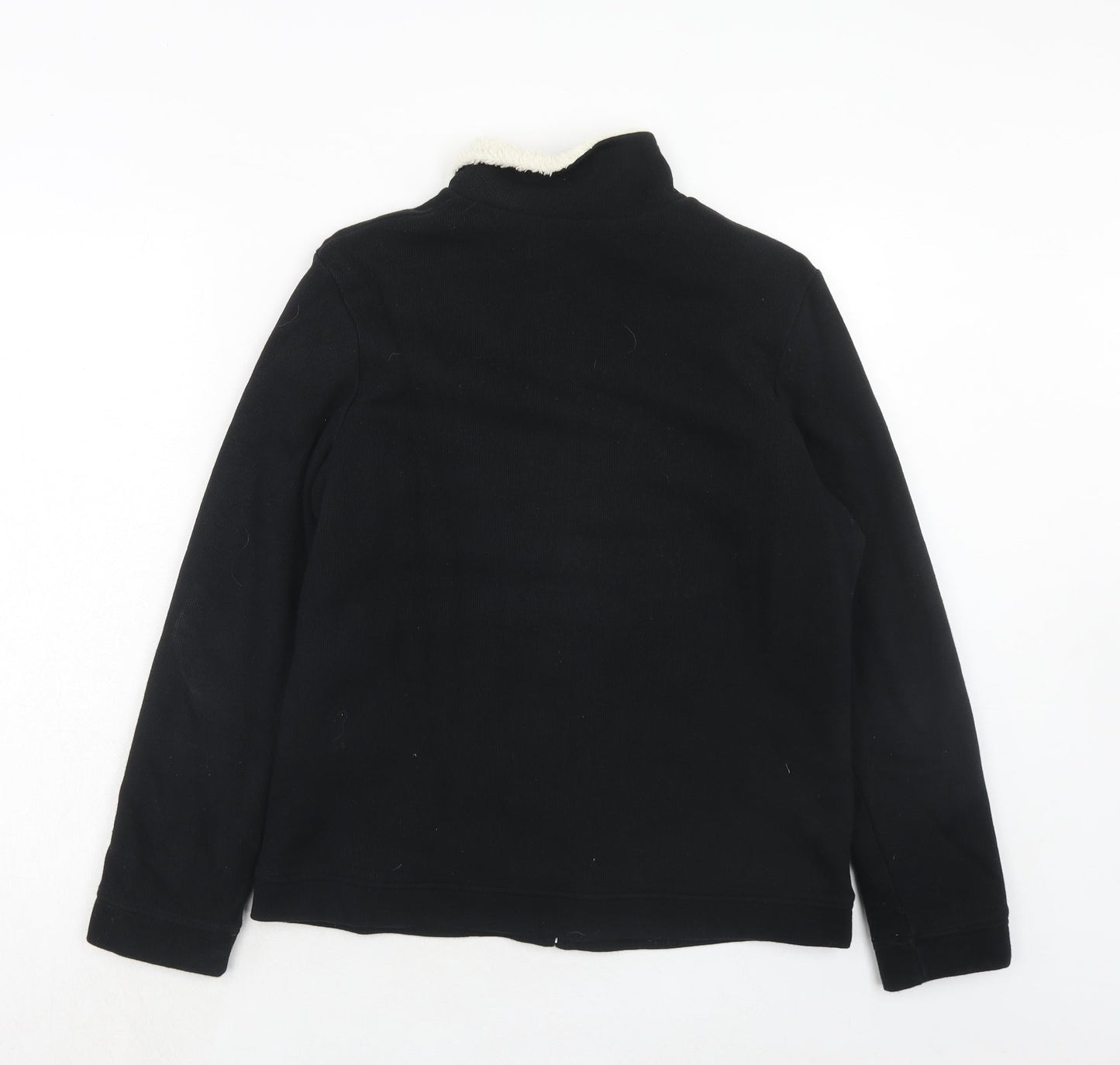 Marks and Spencer Womens Black High Neck Cotton Full Zip Jumper Size 10