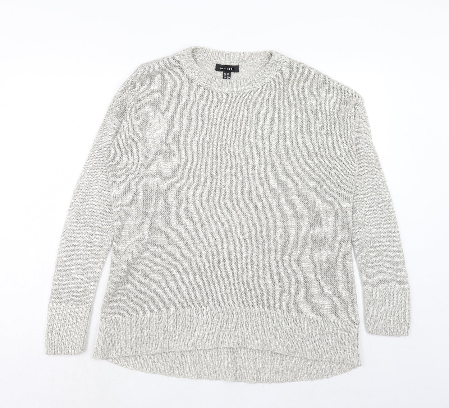 New Look Womens Grey Round Neck Acrylic Pullover Jumper Size M
