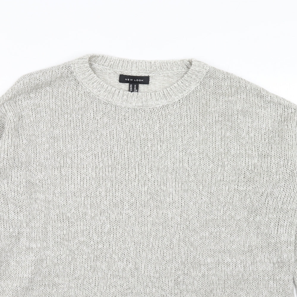New Look Womens Grey Round Neck Acrylic Pullover Jumper Size M