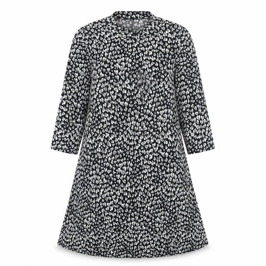 M&Co Womens Black Floral Polyester Fit & Flare Size 12 Round Neck Pullover - Heart Pattern