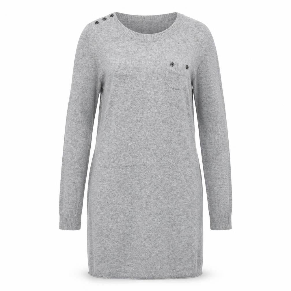 Ronit Zilkha Womens Grey Viscose Jumper Dress Size L Round Neck Pullover