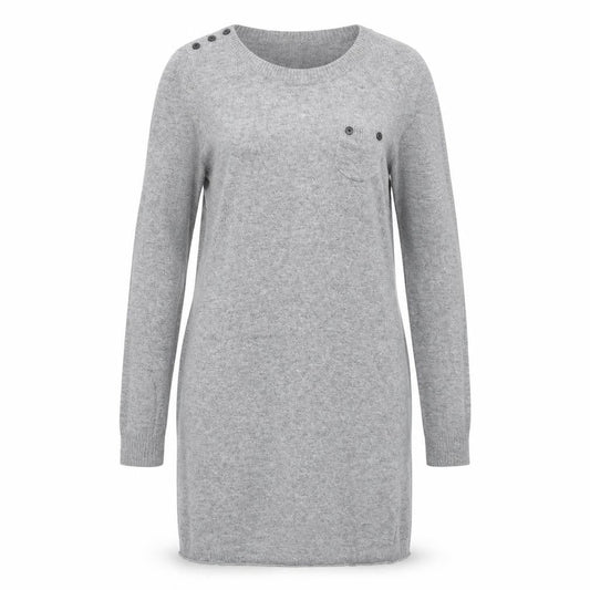 Ronit Zilkha Womens Grey Viscose Jumper Dress Size L Round Neck Pullover