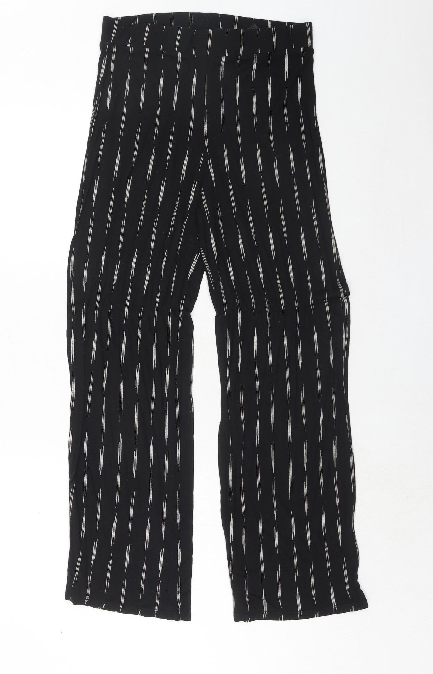 H&M Womens Black Geometric Viscose Trousers Size S Regular
