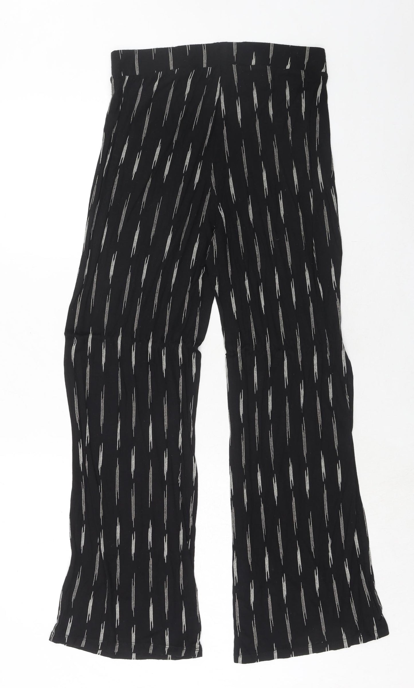 H&M Womens Black Geometric Viscose Trousers Size S Regular