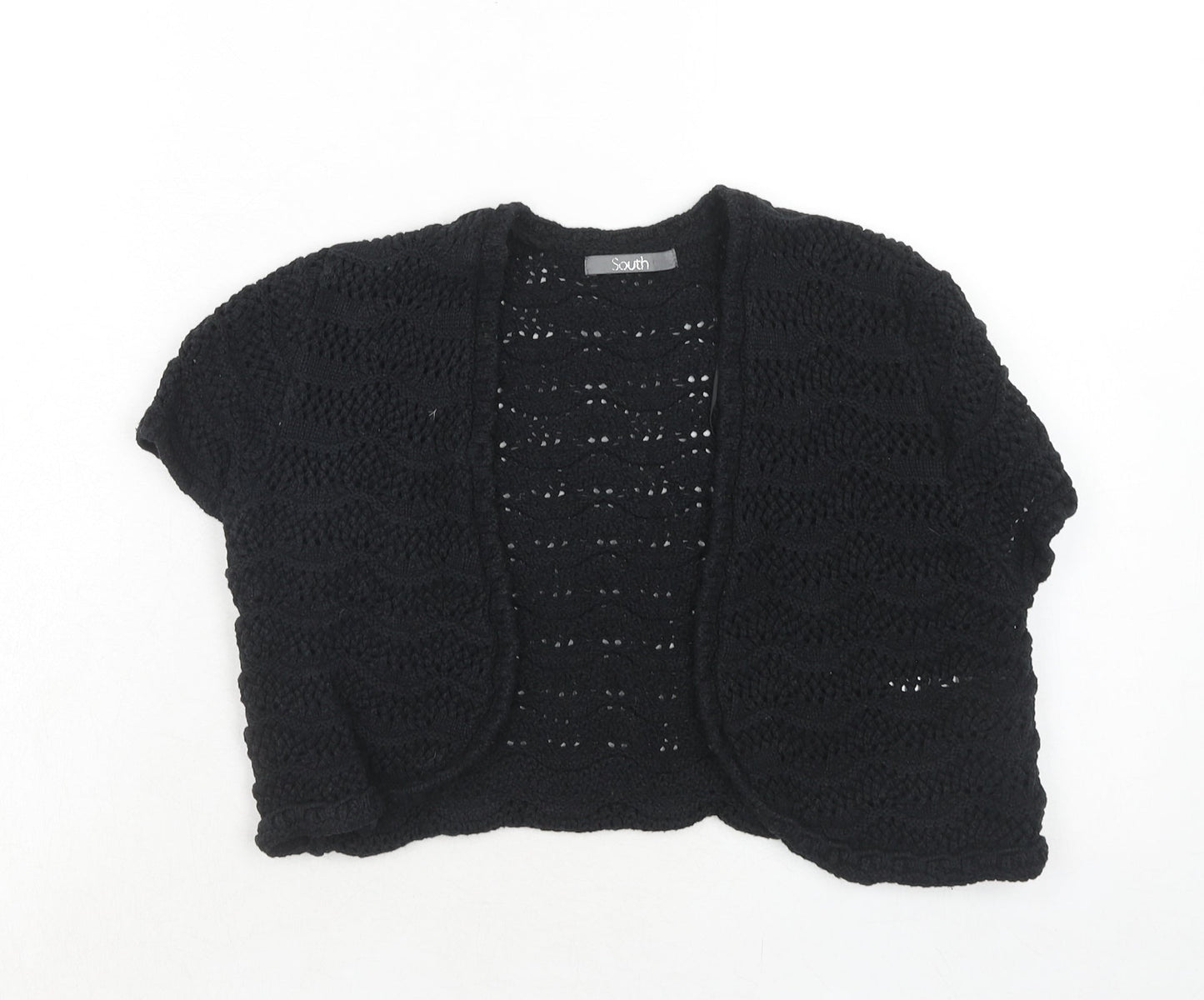 South Womens Black V-Neck Acrylic Cardigan Jumper Size 12