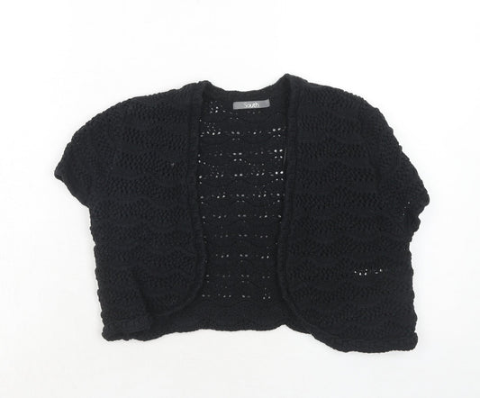 South Womens Black V-Neck Acrylic Cardigan Jumper Size 12