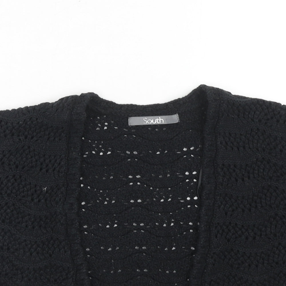 South Womens Black V-Neck Acrylic Cardigan Jumper Size 12