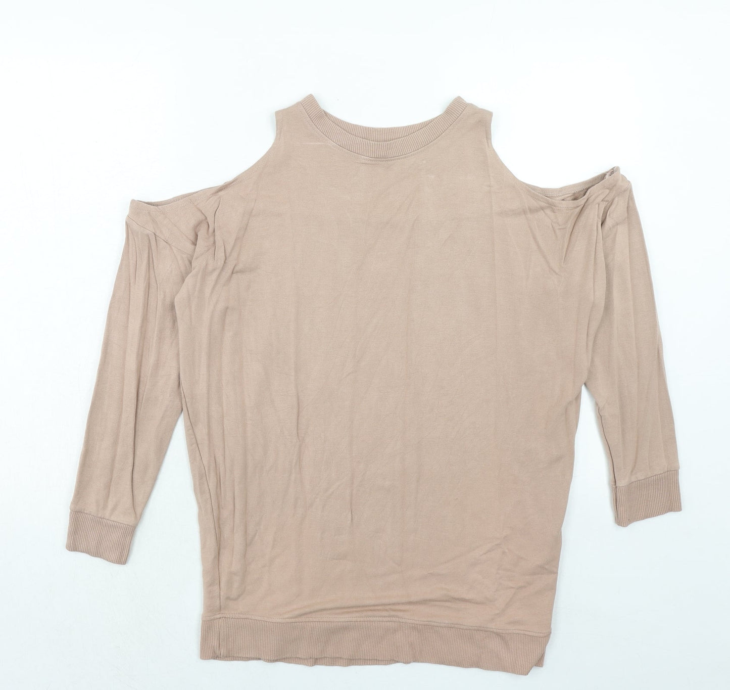 River Island Womens Pink Viscose Pullover Sweatshirt Size 10 Pullover - Cold Shoulder