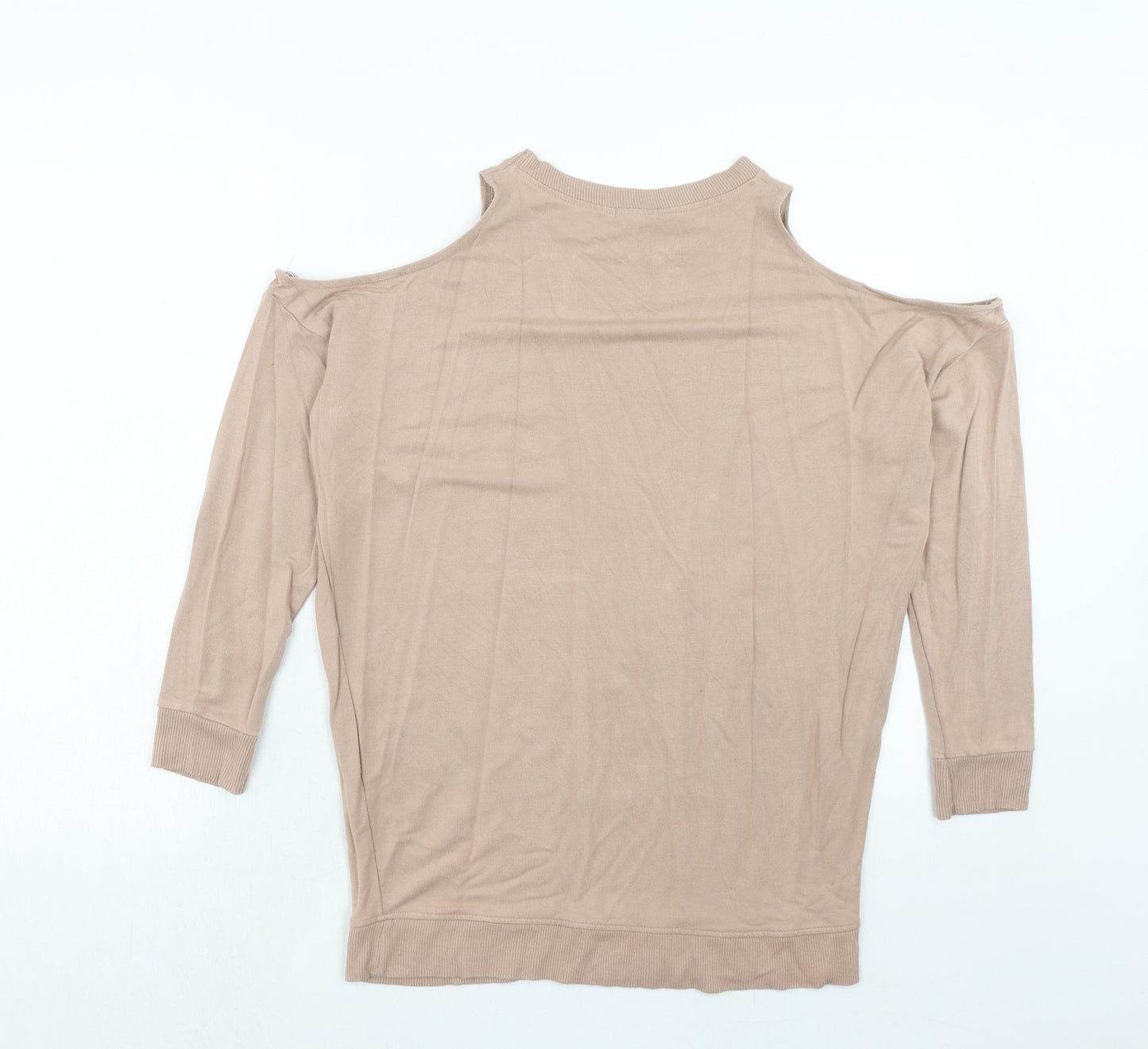 River Island Womens Pink Viscose Pullover Sweatshirt Size 10 Pullover - Cold Shoulder