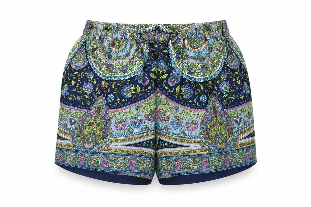 Sfera Womens Blue Geometric Viscose Basic Shorts Size M Regular Pull On