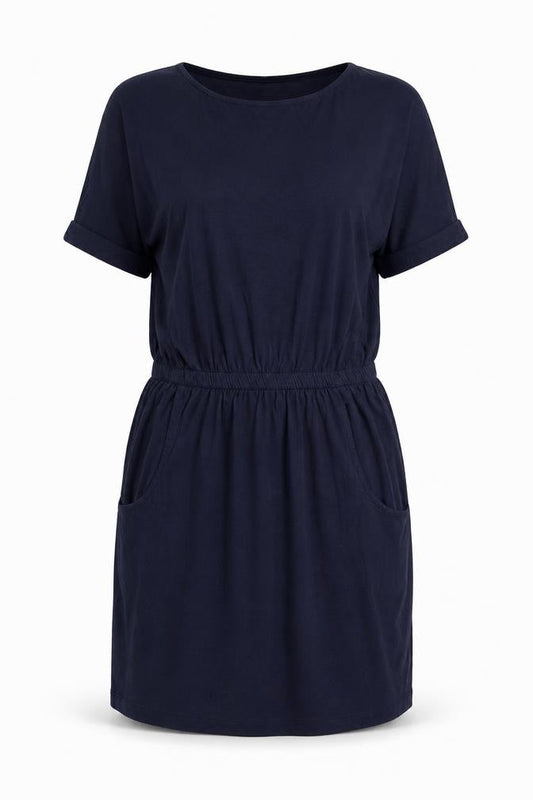 SWELL Womens Blue Cotton T-Shirt Dress Size XS Round Neck Pullover