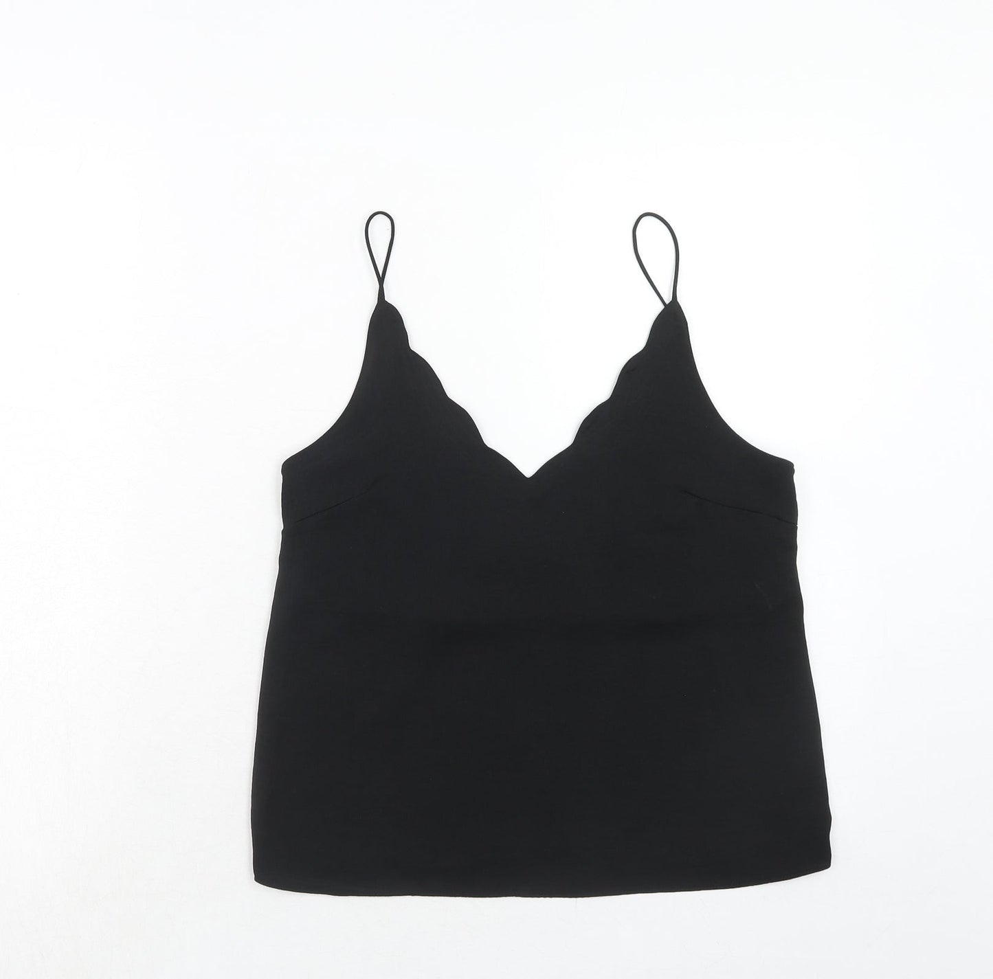 Topshop Womens Black Polyester Basic Tank Size 8 V-Neck