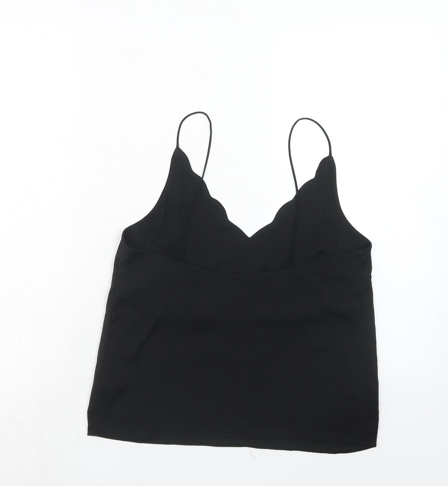 Topshop Womens Black Polyester Basic Tank Size 8 V-Neck