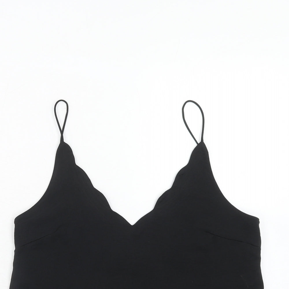 Topshop Womens Black Polyester Basic Tank Size 8 V-Neck