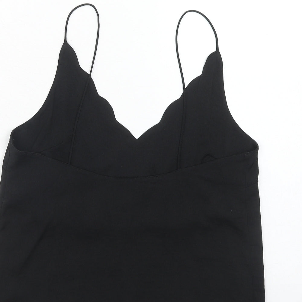 Topshop Womens Black Polyester Basic Tank Size 8 V-Neck