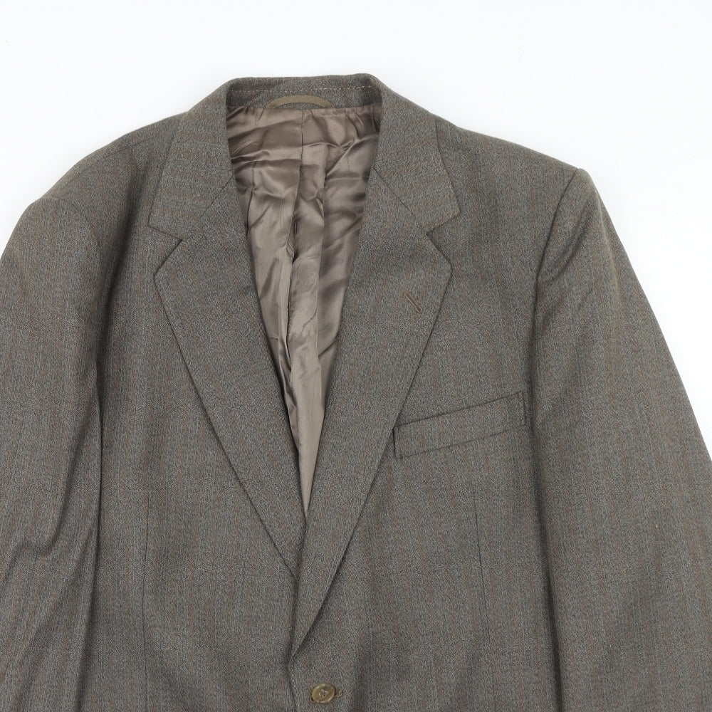 Maenson Mens Brown Striped Polyester Jacket Suit Jacket Size 42 Regular