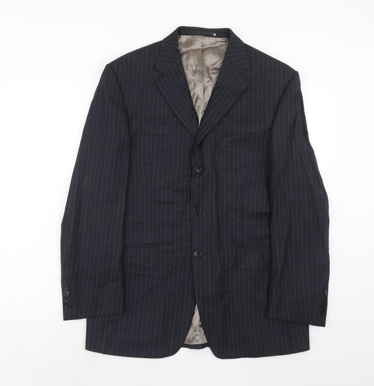 Marks and Spencer Mens Blue Striped Wool Jacket Suit Jacket Size 40 Regular
